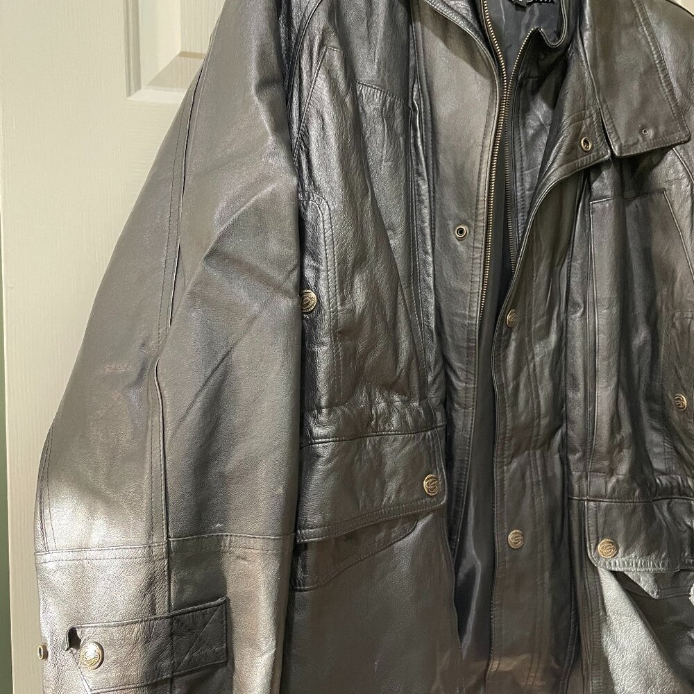 Large Vintage Black Genuine Leather Jacket